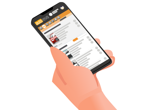 Person using a phone showing screen with mobile app